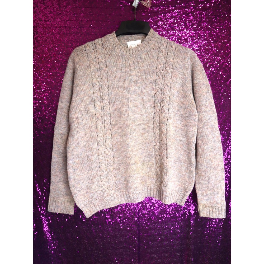 Pastel Sweater 38 Shetland Wool Women Cable Knit Scotland Made Vintage Retro
